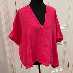 bryn Walker Bright Pink V-Neck Top